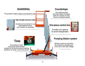 Platform logam campuran aluminium elektrik tunggal <span class=keywords><strong>200kg</strong></span> 4m 6m 8m 10m Platform angkat gunting UNTUK SATU pria angkat - Product Image 5
