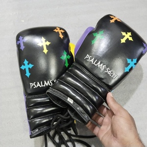 Gants de boxe en cuir véritable sur mesure noirs - Product Image 5