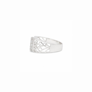 Anillo de Cóctel JAURA JEWELS de Plata 925 con Engaste Pavé, Diseño Geométrico, Cristal Redondo, Estilo Clásico Unisex - Product Image 3