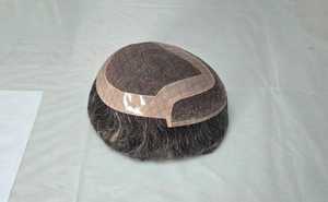 Toupee de Cabello Humano con Encaje Suizo en Forma de U, Cabello Remy, 130% de Densidad, Negro Natural Corto, Gorra sin Pegamento, Tamaño Promedio - Product Image 5