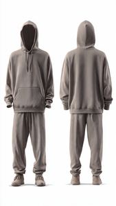 Conjunto de Sudadera con Capucha y Pantalones de Estilo Moderno Personalizado / Sudadera con Capucha Extra Grande y Pantalones Rectos / Conjunto Masculino de Alta Calidad en Color Sólido - Product Image 2