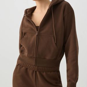 Sudadera con capucha extragrande para mujer, ajustada, de algodón y forro polar marrón, conjunto de 2 piezas con pantalón jogger, logotipo personalizado, OEM, venta al por mayor - Product Image 2