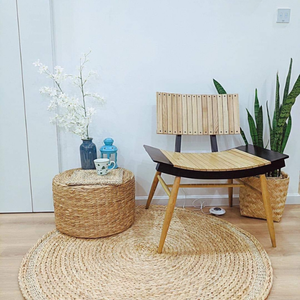 Tapis tissé en jacinthe d'eau style bohème, en fibres naturelles, pour la décoration de salon, chambre et intérieurs élégants - Product Image 2