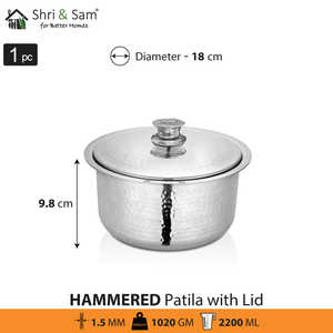 Batterie de cuisine en acier inoxydable Patila martelé lourd avec couvercle en acier inoxydable - Product Image 5