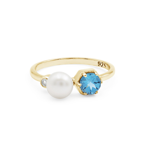 <b>Indian</b> 925 Sterling Silver Genuine Blue Topaz & Round Pearl Gemstone Toi Et Moi Engagement <b>Ring</b> Fine Jewelry Manufacturer Seller - Product Image 6