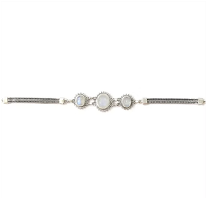 925 Sterling Silver Beautiful Fine Chain & Link <b>Bracelet</b> Classic Adjustable Bangle with <b>Rainbow</b> Moonstone - Product Image 5