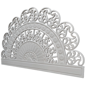 Tête de lit éclairée en bois d'ingénierie, taille Queen, sculptée à la main, motif floral, finition blanchie, forme demi-lune, pour chambre à coucher, Smart Art - Product Image 4