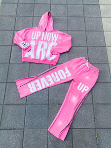 Fournisseur en gros de survêtements pour hommes personnalisés OEM, streetwear, sweat à capuche avec graphisme 3D, pantalon empilé - Product Image 2