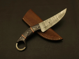 Drop Point Hunting Knife Damascus Steel Blade Wood Handle 0.6mm Thickness Straight Edge DIY Grade - Product Image 4