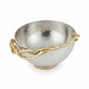 Handmade <b>Butterfly</b> Ginkgo Gold Serving Bowl Artistic Stainless Steel & Natural Brass Centerpiece For Modern Home Decor And <b>Table</b> - Product Image 3