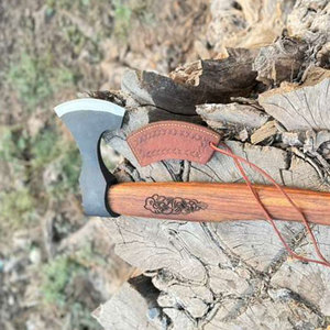 Hache viking authentique de style industriel, inspirée de l'Europe nordique, tête en acier au carbone, manche en bois, décorative et historique - Product Image 4