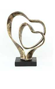 Sculpture artisanale en aluminium en forme de double cœur, figurine romantique Art Déco pour table, écologique, moderne, de luxe, pour la maison, le salon - Product Image 2