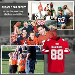 Maillot de football américain rouge personnalisable pour homme, col en V, manches courtes, impression numérique, respirant, séchage rapide, sangle réglable - Product Image 6