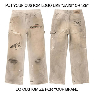 Pantalones Cargo Casuales de Tela Premium de 320 GSM con Lavado Ácido, Estilo Desgastado, para Trabajo - Product Image 1