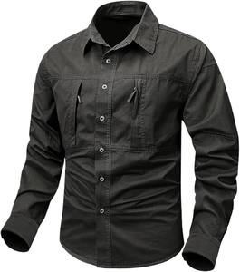 Chemise décontractée pour homme en twill à manches courtes, respirante, séchage rapide, écologique, teinte unie, idéale pour les activités estivales en plein air, la randonnée et la chasse - Product Image 4