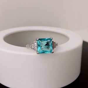 Anillo de compromiso y promesa de boda Ava Aquamarine Solitaire de plata de ley con piedra preciosa, regalo para mujer - Product Image 5