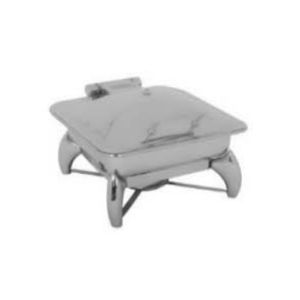 Plat à réchaud carré en acier inoxydable avec couvercle massif, découpe laser et pieds diamantés, capacité : 6 litres - Product Image 1