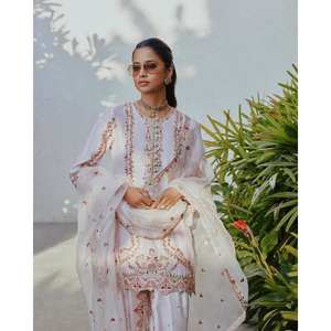 Conjunto de ropa de diseñador indio y pakistaní para fiesta, parte inferior superior y Dupatta - Product Image 3