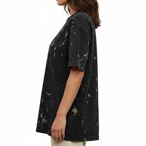 Camiseta Casual de Manga Corta con Corte Regular, Hecha a Medida OEM/ODM, 100% Algodón, Lavado Tie Dye, Cuello Redondo, para Mujer, Verano, con Apliques - Product Image 2