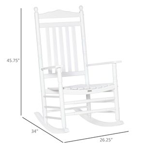 Sedia a dondolo tradizionale in legno bianco con schienale alto per interni/esterni, arredo per portico e giardino - Product Image 3