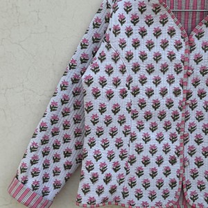 Women Quilted Cotton <b>Jacket</b> Floral Print Full Sleeve <b>Mandarin</b> <b>Collar</b> Spring Outerwear Full Sleeve Eco Friendly Outerwear - Product Image 3