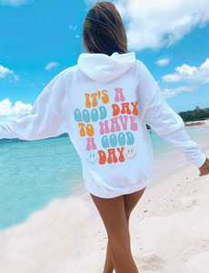 Sudadera con Capucha Reversible de Manga Larga y Hombros Caídos para Mujer, con Bordado 3D Personalizado, Estilo Urbano, Otoño/Invierno - Product Image 6