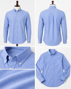 Men's <b>Half</b> Sleeve <b>Shirt</b> Solid Customizable Blue <b>Button</b> Formal Front Logo 100% Cotton Anti-Wrinkle Quick Dry Knitted Fabric High - Product Image 3