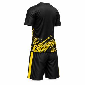 CLAW INTL Conjunto de Camiseta de Fútbol para Hombre, Negro y Amarillo, Estampado Geométrico Sublimado, Secado Rápido, Transpirable, Ajuste Atlético, Manga Corta, Uniforme - Product Image 4