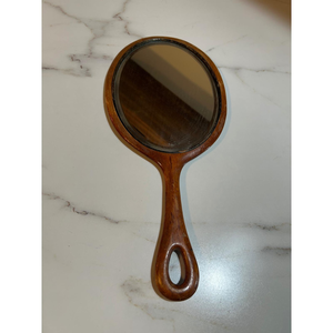 Handmade Wooden <b>Handheld</b> Vanity <b>Mirror</b> Round Makeup <b>Mirror</b> Natural Wood Handle Vintage Dressing <b>Mirror</b> Rustic Beauty <b>Mirror</b> Home - Product Image 1