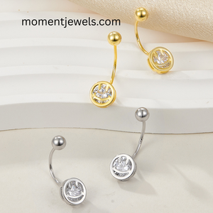 925 <b>Silver</b> <b>Stud</b> <b>Earrings</b> with Cubic Zirconia Smile Design Platinum Plated Luxury Belly Button Piercing Jewelry for Women - Product Image 4