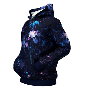 Sweat à capuche homme en molleton 100% coton, coupe ajustée, motif sublimation plantes marines, écologique, chaud, mode urbaine hiver - Product Image 3