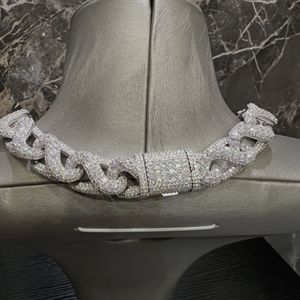 Iced Out Moissanite <b>Statement</b> <b>Necklace</b> 925 Silver Rhodium Plated Link Chain Luxury Unisex Everyday Wear - Product Image 6