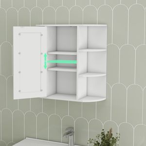 Armadietto da Bagno a Parete con Specchio, 6 Ripiani Aperti e 3 Regolabili per Organizzazione e Conservazione - Product Image 5