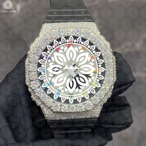 Charm_Jewells Montre polygonale de luxe en acier inoxydable avec lunette en diamant, cristal saphir, quartz analogique, unisexe, 42 mm - Product Image 1