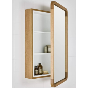 Armoire à miroir arquée en teck massif, élégante étagère de toilette résidentielle - Product Image 1
