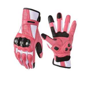 Guantes de Motocicleta de Cuero Rosa Ecológicos con Dedos Táctiles, Estilo Deportivo, Largos hasta la Muñeca, Sin Forro, para las Cuatro Estaciones - Product Image 5