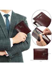 Cartera Corta de Cuero Genuino Hecha a Mano de Alta Calidad con Cierre de Cremallera, Mini Monedero, Bolso de Mano con Bordado Floral, Resistente al Agua, Delgado - Product Image 3