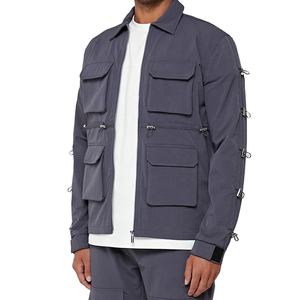 Achetez un ensemble de vêtements de sport décontractés légers sur mesure pour hommes, ensemble de survêtement cargo deux pièces, entraînement d'été, motif uni, séchage rapide, tissu éponge - Product Image 3