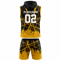 Seragam Flag Football SINEWY SPORTS Hitam Emas Tanpa Lengan, Set Hoodie Bernapas Cepat Kering, Jersey Tim Depan yang Dapat Dipersonalisasi, Celana Pendek