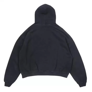 Sweat à capuche thermique streetwear de haute qualité en molleton 100 % coton, uni, zippé, vintage, double couche, délavé à l'acide - Product Image 2