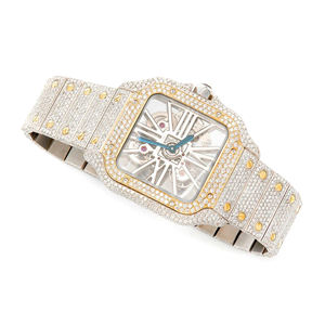 นาฬิกาโมอิสซาไนต์แบบ Iced Out ประดับเพชร VVS สไตล์ฮิปฮอป รุ่นดีไซเนอร์สุดหรู ตัวเรือนสแตนเลสสตีล ควอตซ์ สำหรับผู้ชาย สายขนาด 20 มม. หน้าปัดกระจก - Product Image 3