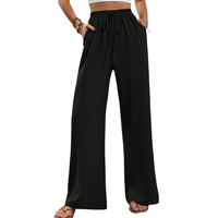 Pantalon d'été décontracté pour femme, imprimé, taille mi-haute élastique, coupe droite, en coton/fibre de bambou écologique, séchage rapide, OEM ODM, vente en gros