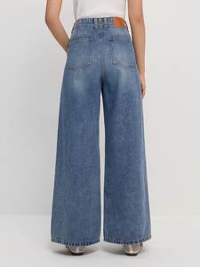 Jeans Anchos Casuales de Mezclilla para Mujer, Cintura Alta, Lavado Desgastado, Ecológicos - Product Image 3