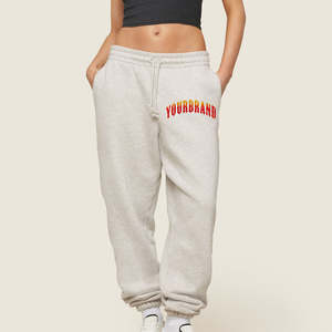 Pantalones de Mujer Estilo Cargo de Pierna Ancha, Cintura Alta, Color Gris Claro, Talla XL, de Buena Calidad y Estilo Único, con MOQ Bajo - Product Image 1