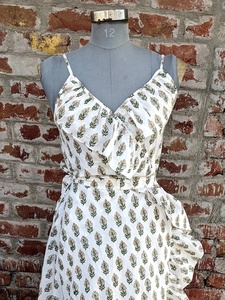 ชุดเดรสยาวคอตตอนพิมพ์ลายสไตล์อินเดียเดรสยาวระบายอากาศได้ดีพร้อมเทคนิคการถักแบบผูกเอวธรรมชาติ - Product Image 2