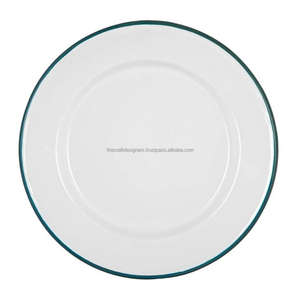 Fournitures de restaurant, plat en émail, assiette en métal décorative, bord jaune, assiettes de service alimentaire, contact alimentaire sans danger, impression de logo personnalisée - Product Image 4