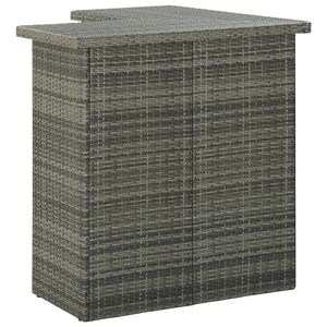 Tavolo da Bar Angolare Rettangolare in Rattan PE Grigio e Acciaio - Categoria Prodotti Tavoli da Bar - Product Image 3