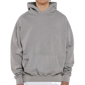 Plus Size 400gsm Heavyweight Custom Oversized Men Acid Wash Hoodie Vintage Plain Hoodies - Product Image 1