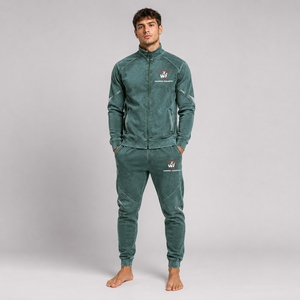 Conjunto Deportivo para Hombre, Sudadera de Felpa Suave con Efecto Desgastado, Pantalones Deportivos con Cordón, Dos Piezas, Ropa Cómoda para el Día a Día - Product Image 1