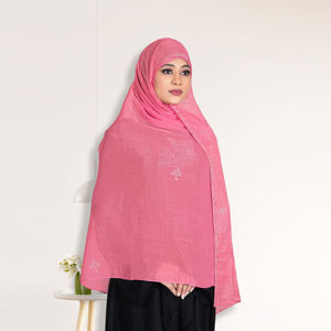 Hiyab Islámico de Chifón Suave con Detalles de Piedras Brillantes, Largo, Transpirable, Ligero, para Oración y Uso Diario - Product Image 4